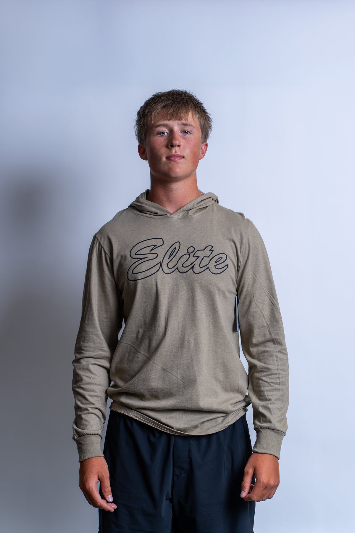 Unisex Cotton Long Sleeve Hooded T-Shirt Khaki