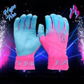 Walk Off Ethos Hype Fire 3 Locked In Batting Gloves, Light Blue/Pink
