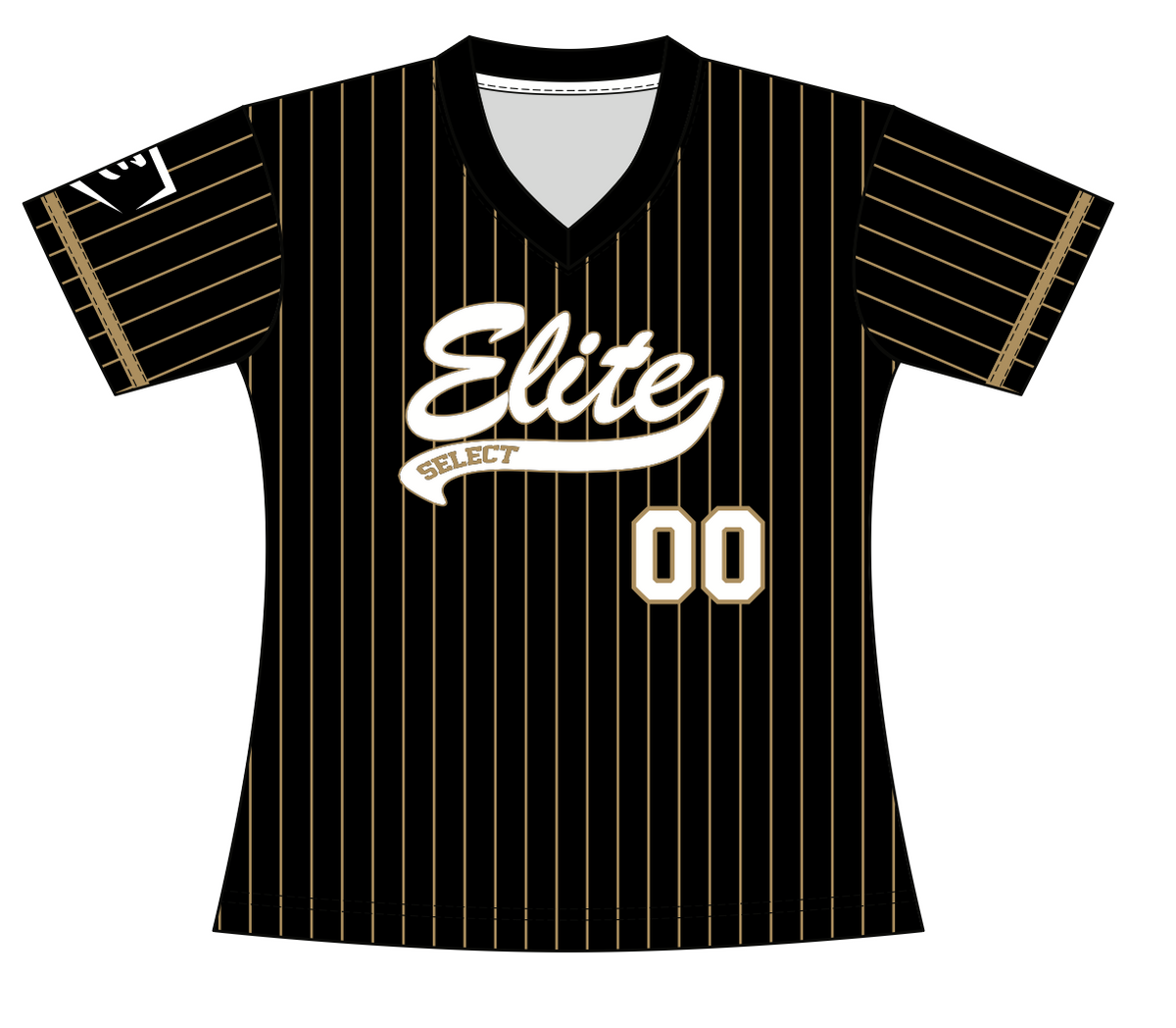Elite Select Vegas Gold Pinstripe Jersey Top - Front View
